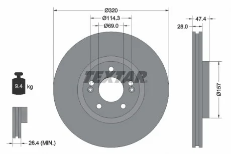 TARCZA HAMULCOWA PRZOD TEXTAR 92237805