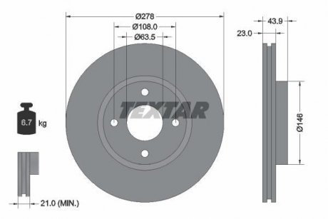 Гальмівний диск TEXTAR 92252403 (фото 1)