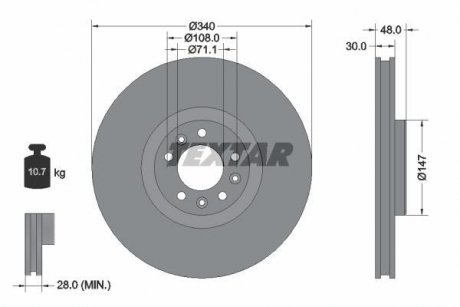 Гальмівний диск TEXTAR 92256003 (фото 1)