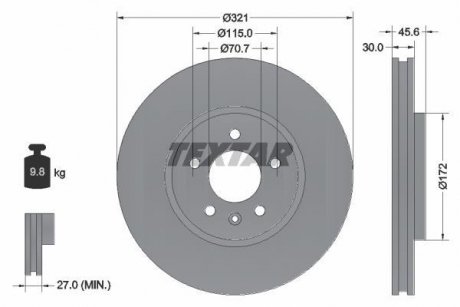 Гальмівний диск TEXTAR 92256803