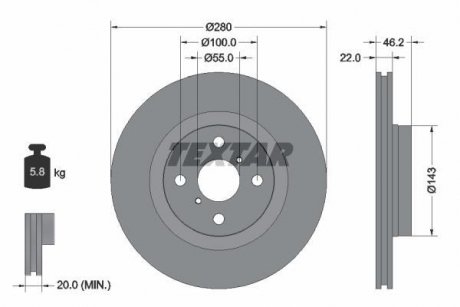 Тормозной диск TEXTAR 92287603