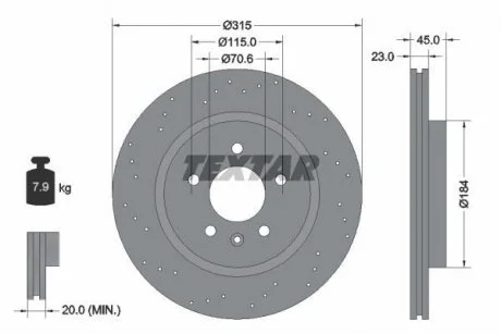 TARCZA HAM.TYL OPEL ASTRA J 12- GTC TEXTAR 92290003