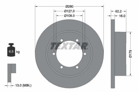 TARCZA HAMULCOWA TYL TEXTAR 92308500 (фото 1)