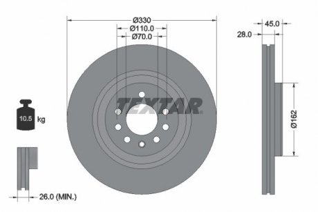 TARCZA HAM. OPEL P. CORSA 1,6 TURBO 15- TEXTAR 92315903 (фото 1)