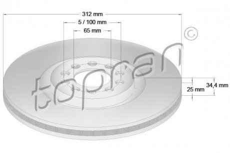 Тормозной диск TOPRAN / HANS PRIES 109524 (фото 1)