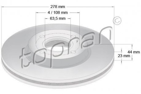 Тормозной диск TOPRAN / HANS PRIES 304 458 (фото 1)