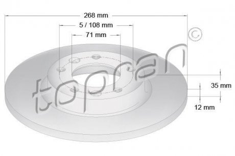 Диск гальмівний (задній) Citroen C4 13-/Berlingo/Peugeot Partner 18- (268x12) TOPRAN / HANS PRIES 723881
