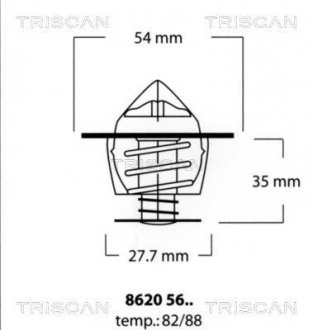 Термостат Citroen/Peugeot 1.8D-2.0D 85- TRISCAN 86205682 (фото 1)