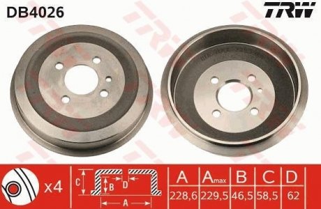 Тормозной барабан TRW DB4026