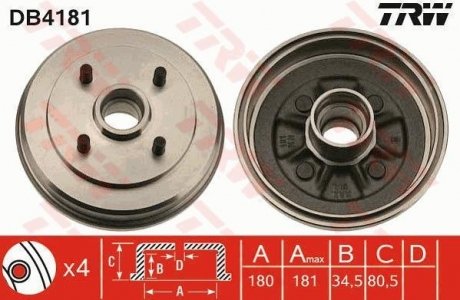 Тормозной барабан TRW DB4181