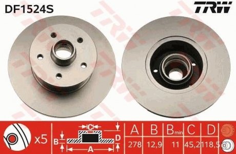 Гальмівний диск TRW DF1524S