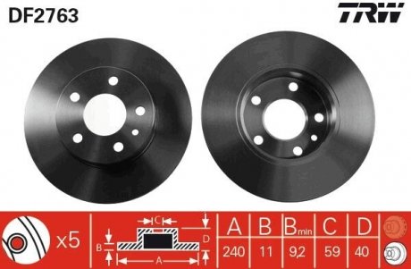 Диск тормозной TRW DF2763 (фото 1)