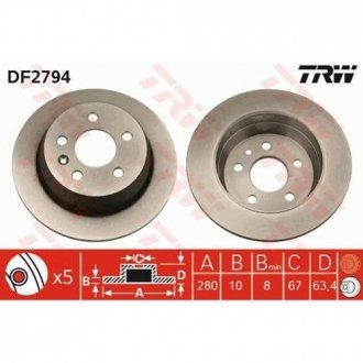 Тормозной диск TRW DF2794 (фото 1)