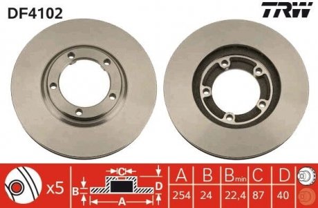 Тормозной диск TRW DF4102 (фото 1)