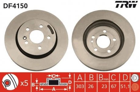 Гальмівний диск (пара) TRW DF4150 (фото 1)