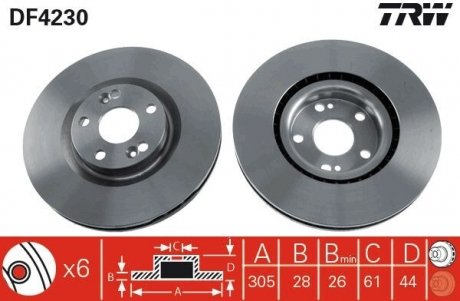 Тормозной диск TRW DF4230 (фото 1)