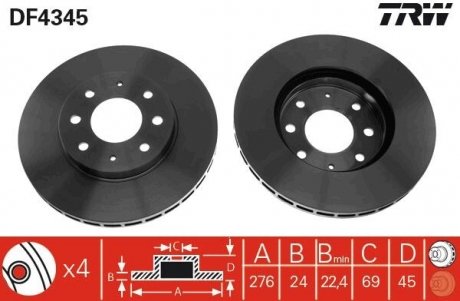 Тормозной диск TRW DF4345 (фото 1)