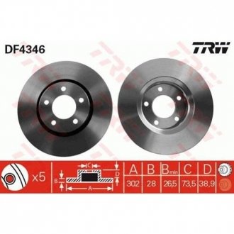 Гальмівний диск TRW DF4346 (фото 1)
