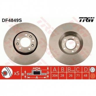 Диск гальмівний TRW DF4849S