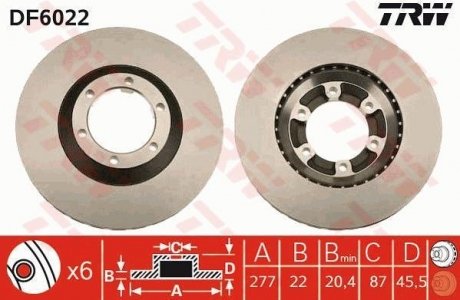 Гальмівний диск TRW DF6022