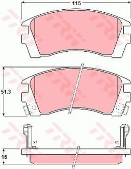 Гальмівні колодки, дискове гальмо (набір) TRW GDB1013 (фото 1)