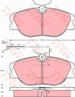 Гальмівні колодки, дискове гальмо (набір) TRW GDB1052