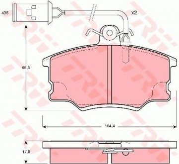 Гальмівні колодки, дискове гальмо (набір) TRW GDB1054