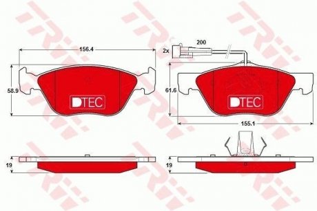 KLOCKI HAMULC. FIAT MAREA 2,0 20V 96- Z CZUJ. TRW GDB1212DTE