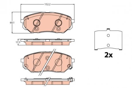 Тормозные колодки дисковые HYUNDAI/KIA Santa Fe/Sorento "F "15>> TRW GDB2195 (фото 1)