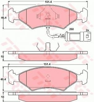 Гальмівні колодки, дискове гальмо (набір) TRW GDB238 (фото 1)