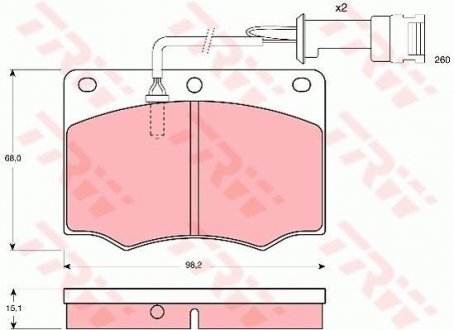 Гальмівні колодки, дискове гальмо (набір) TRW GDB691