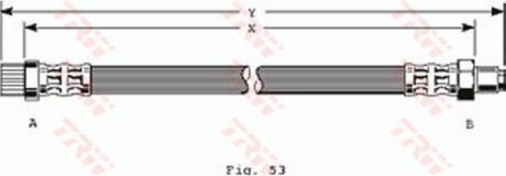 Гальмівний шланг гнучкий задн Лів/Прав (довжина 287мм, M10x1/M10x1) RENAULT 19 II, 21, ESPACE III, SPORT SPIDER 1.8-3.0 03.86-10.02 TRW PHB364