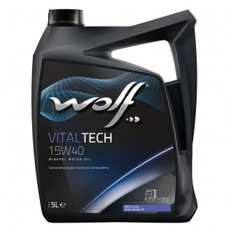 Моторное масло Vitaltech 15W-40 минеральное 5 л Wolf 8301117