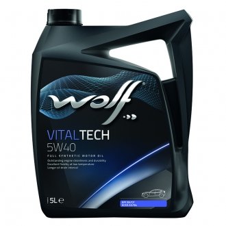 Моторное масло Vitaltech 5W-40 синтетическое 5 л Wolf 8311291