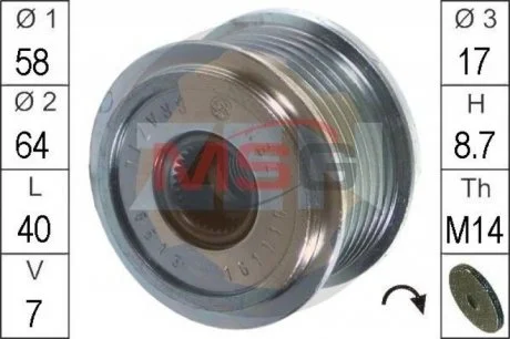 Шкив генератора инерционный ZEN ZN5513