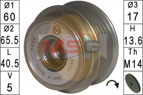 Шкив генератора инерционный ZEN ZN5588