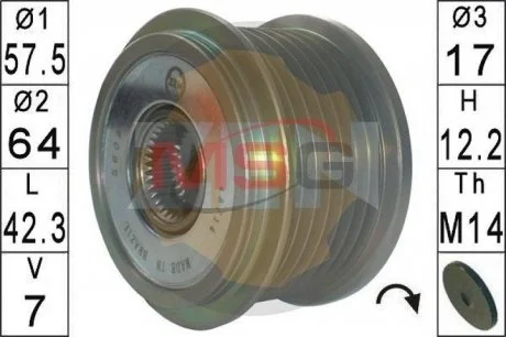 Шкив генератора инерционный ZEN ZN5609