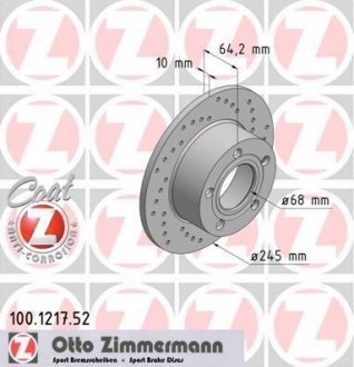 Тормозной диск ZIMMERMANN 100121752 (фото 1)