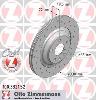 Тормозной диск ZIMMERMANN 100332152 (фото 1)