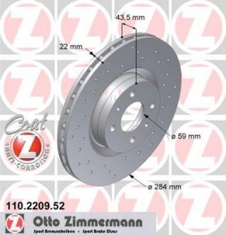 Тормозной диск ZIMMERMANN 110220952 (фото 1)