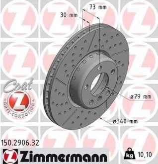 Диск гальмівний BMW 3 F30 11- PRZ?D ZIMMERMANN 150290632