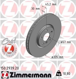 Тормозной диск ZIMMERMANN 150293920