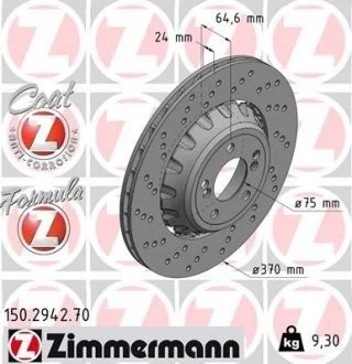 Гальмівний диск FORMULA Z BRAKE DISC ZIMMERMANN 150294270