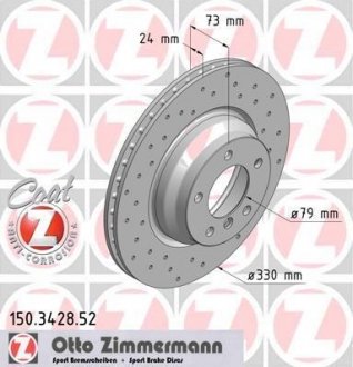 Гальмівний диск ZIMMERMANN 150.3428.52 (фото 1)