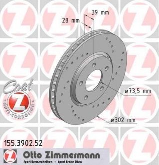 Тормозной диск ZIMMERMANN 155390252