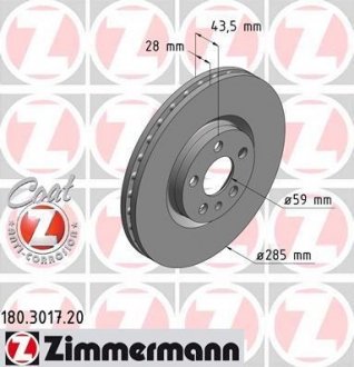 Тормозной диск ZIMMERMANN 180301720 (фото 1)
