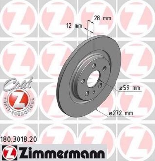 Тормозной диск ZIMMERMANN 180301820 (фото 1)