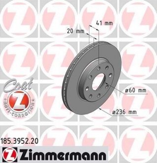 Гальмівний диск ZIMMERMANN 185395220