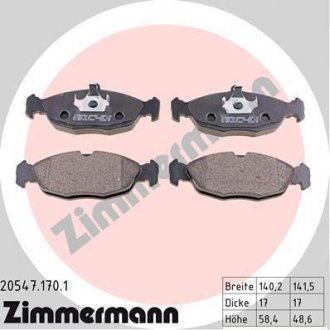 Комплект тормозных колодок, дисковый тормоз ZIMMERMANN 20547.170.1