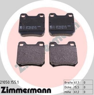 Тормозные колодки, дисковый тормоз (набор) ZIMMERMANN 210501551 (фото 1)